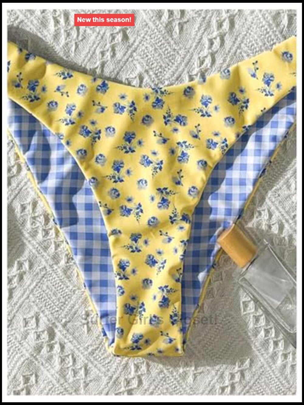 Gingham Bikini Set Triangle Halter Swimsuit Floral Boho Summer Two Piece View 4
